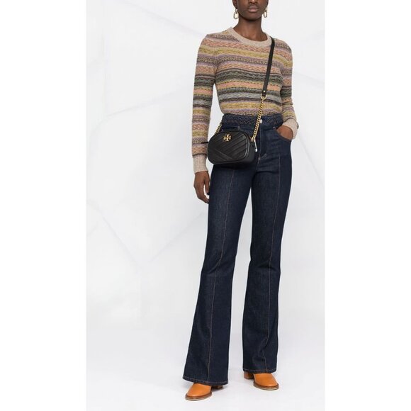 Tory Burch Kira Chevron Small Camera Crossbody Bag Black OS - Picture 12 of 15